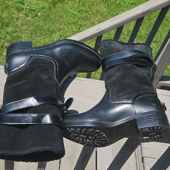 Coach Zena Black Leather & Suede Shearling-Lined Boots | Size 9 - Picture 7 of 10